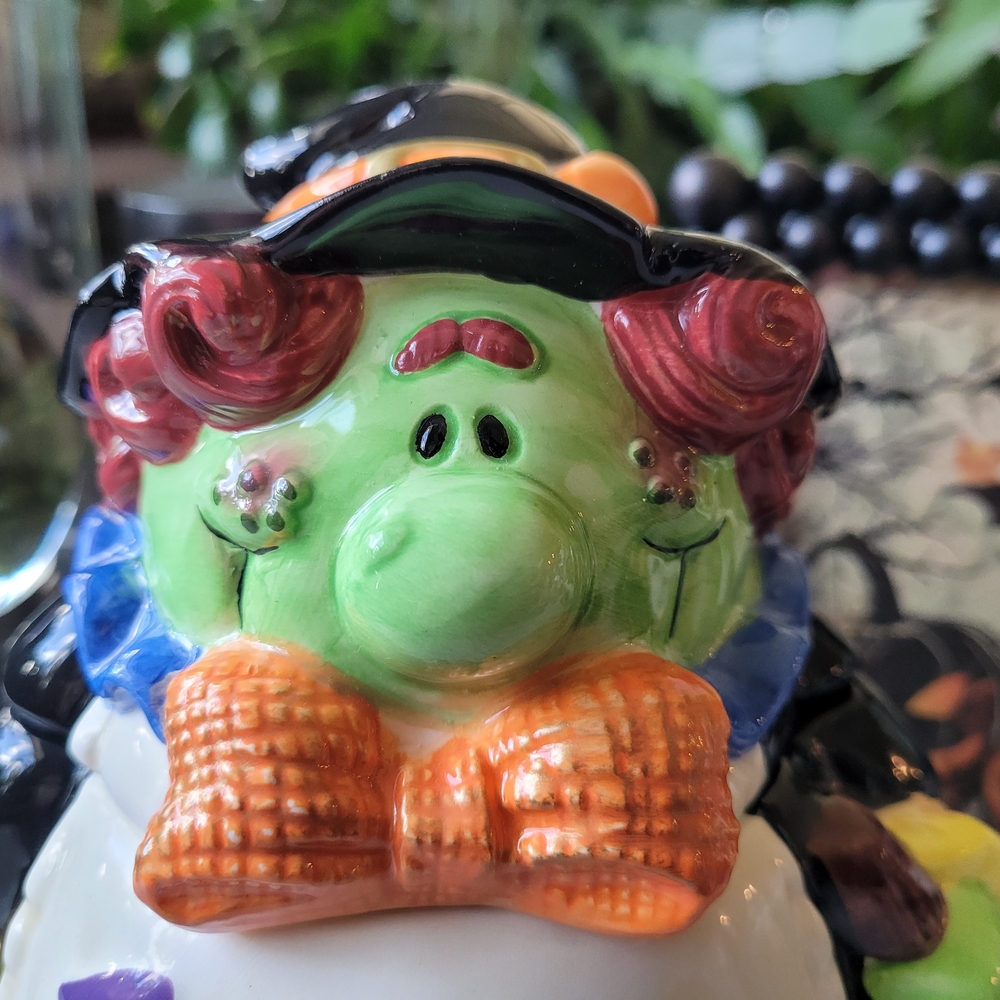 Vintage Happy Halloween Witch Colorful Tummy Yummies Cookie Jar - Picture 3 of 6